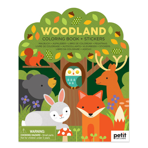 Petit Collage - Coloring Book With Stickers - Woodland