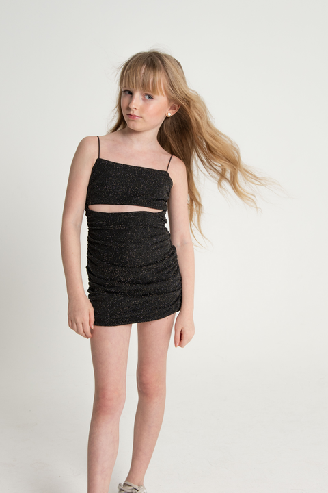 Theme - Reversible Mesh Cut Out Dress - Liv Black Sparkle