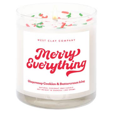 West Clay - Merry Everything Sprinkle Candle - Holiday Christmas