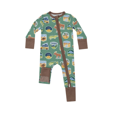 Angel Dear - 2 Way Zipper Romper - National Park Stickers