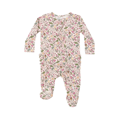 Angel Dear - 2 Way Ruffle Zipper Footie - Acorn Floral