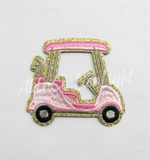 ABLN Boutique - Iron on Patch - 3" Preppy Pink Golf Cart