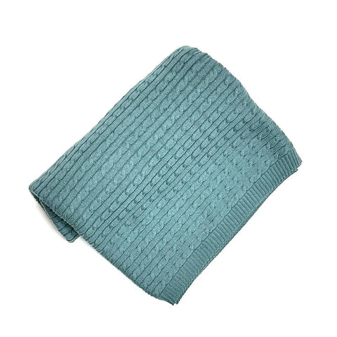 Viverano - Mini Cable Sweater Knit Blanket - Teal Blue