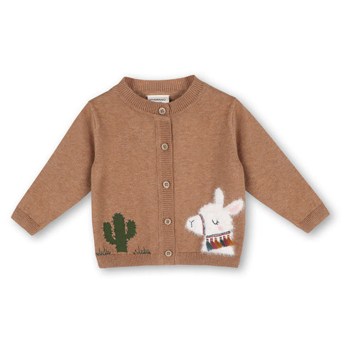 Viverano - Cactus Llama Applique Button Cardigan - Chai Sweater