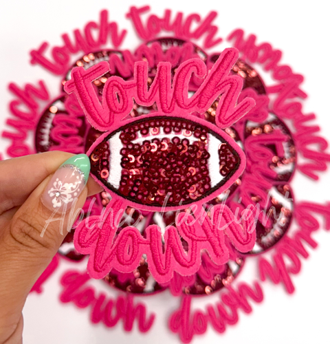 ABLN Boutique - Iron on Patch - 3" Hot Pink Touchdown Football