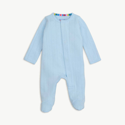 Magnetic Me - Organic Cotton Footie - Love Lines Blue Pointelle