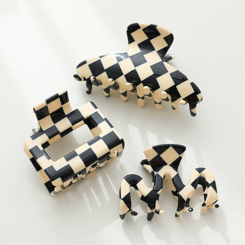 Adorro - Assorted Eco-Friendly Claw Clips - Checkmate