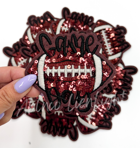 ABLN Boutique - Iron on Patch - 3" Sequin Football Game Day