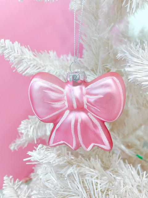 Rock Paper Scissors - Pink Bow - Christmas Ornament