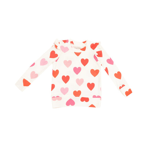 Angel Dear - Ribbed Ruffle Long Sleeve Shirt - Big Hearts