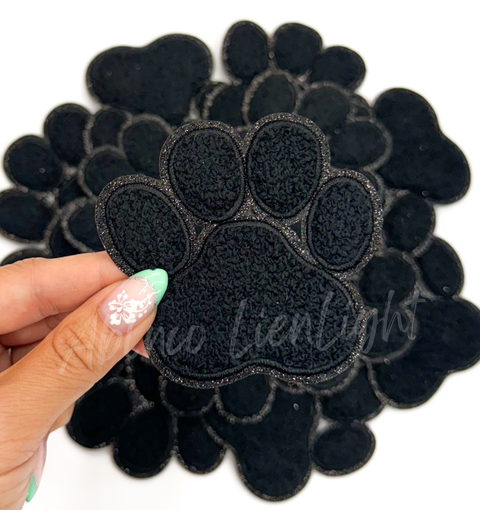 ABLN Boutique - Iron on Patch - 3" Black Chenille Paw Print