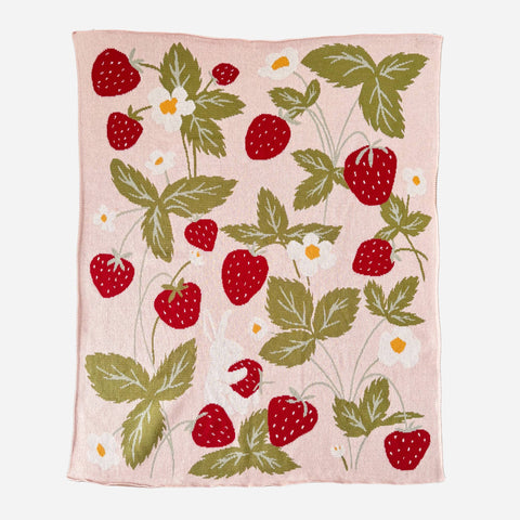 The Blueberry Hill - Organic Blanket - Strawberry Bunny