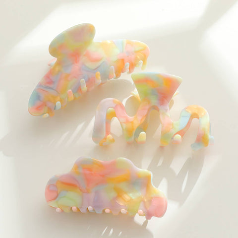 Adorro - Assorted Eco-Friendly Claw Clips - Pastel Watercolor