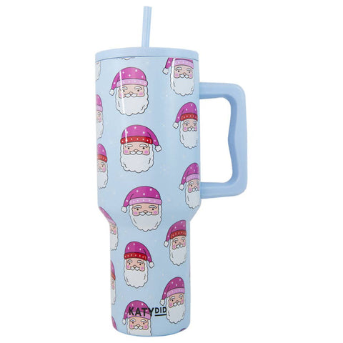 Katydid - Tumbler - Pink Santa Hats Blue