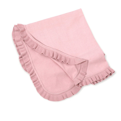 Viverano - Milan Earthy Knit Classic Ruffle Blanket - Mauve Pink