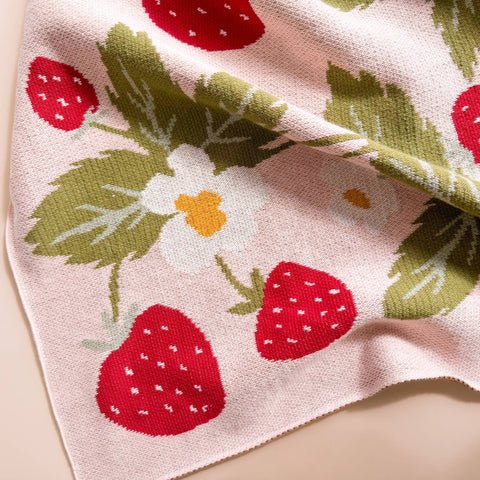 The Blueberry Hill - Organic Blanket - Strawberry Bunny