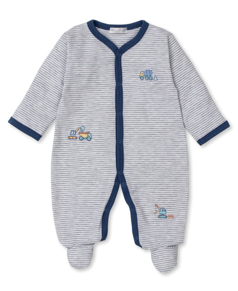 Kissy Kissy - Stripe Snap Footie - Construction Junction