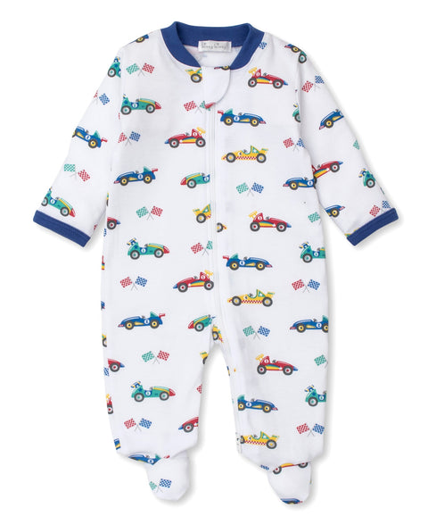 Kissy Kissy - Print Zipper Footie - Race Car Rally