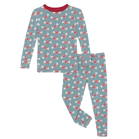 Kickee Pants - Print Long Sleeve Pajama Set - Stormy Sea Peppermints