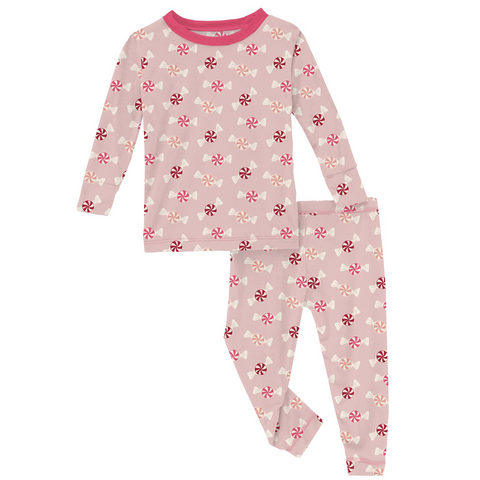 Kickee Pants - Print Long Sleeve Pajama Set - Baby Rose Peppermints