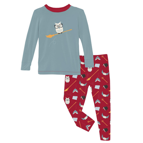Kickee Pants - Long Sleeve Graphic Tee Pajama Set - Crimson Magical World