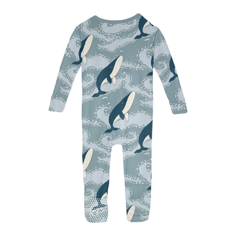 Kickee Pants - Print Convertible Sleeper - Stormy Sea Splashing Whales