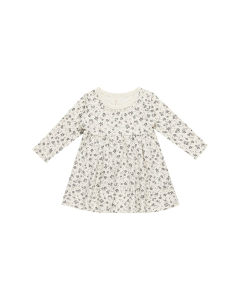 Quincy Mae - Long Sleeve Baby Dress - Blue Floral