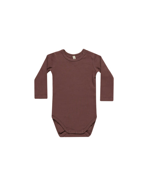 Quincy Mae - Ribbed Long Sleeve Bodysuit - Plum