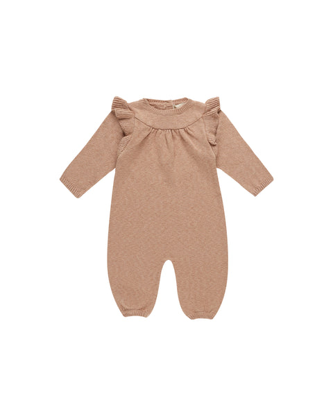 Quincy Mae - Long Sleeve Mira Knit Romper - Heathered Rose