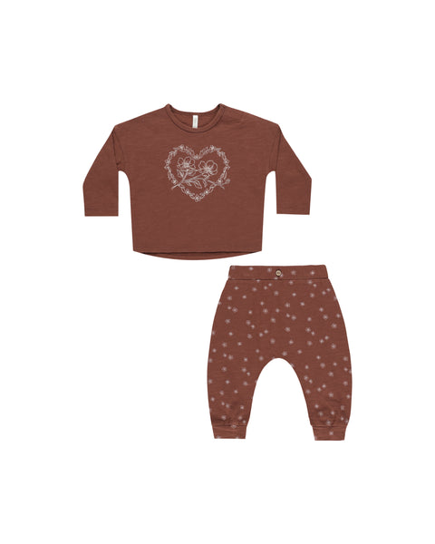 Rylee + Cru - Long Sleeve Tee & Pant Set - Posey Heart