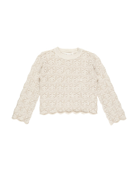 Rylee + Cru - Crochet Knit Pullover - Natural