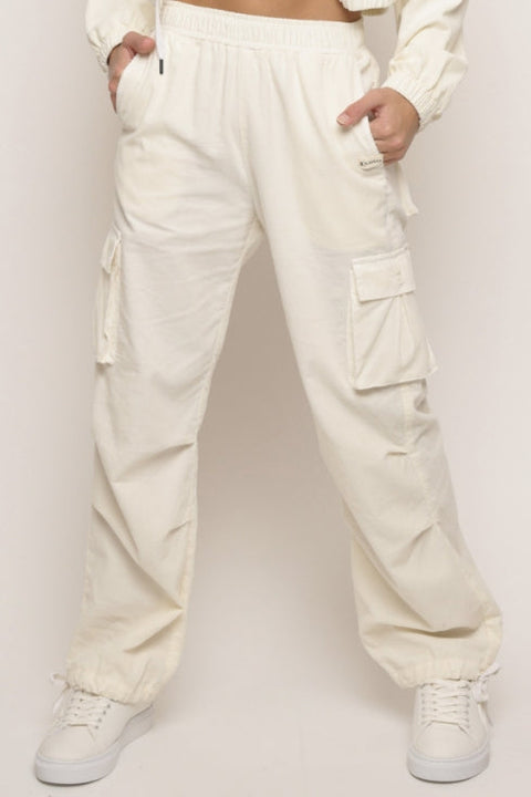 Kaveah - Corduroy Drawstring Pant - Ecru