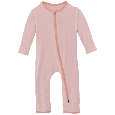 Kickee Pants - Zipper Applique Coverall - Baby Rose Peppermint