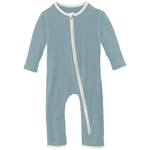 Kickee Pants - Zipper Applique Coverall - Stormy Sea Peppermint