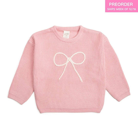 Sweet Wink - Bow Yarn Knit Sweater - Pink