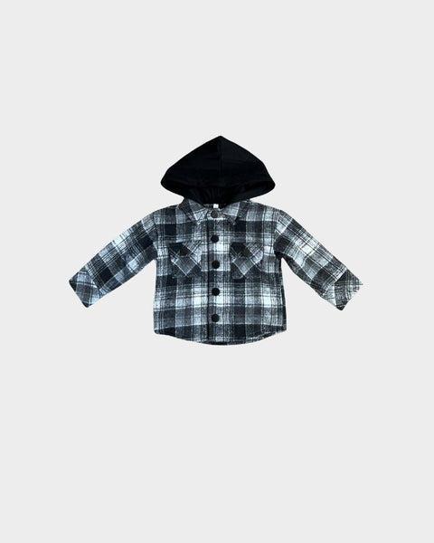 Babysprouts - Hooded Shacket - Black Plaid