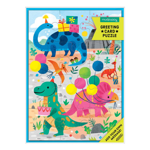 Mudpuppy - Greeting Card & Puzzle - Dino Party