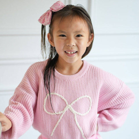 Sweet Wink - Bow Yarn Knit Sweater - Pink