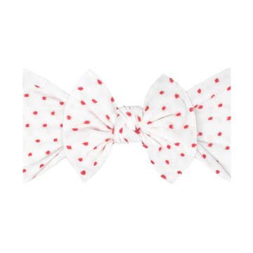 Baby Bling - Patterned Shabby Knot - White/Red Dot