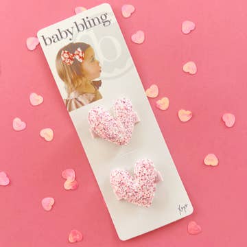 Baby Bling - 2PK Novelty Clip - Pink Glitter Heart