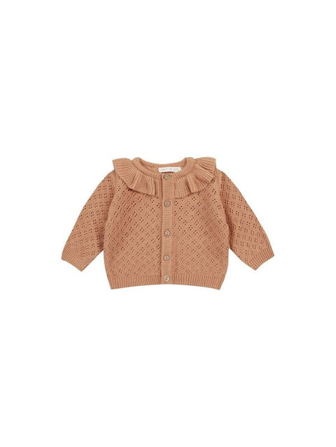 Quincy Mae - Ruffle Collar Cardigan - Melon