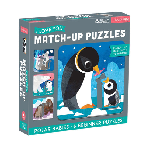 Mudpuppy - I Love You Match-Up Puzzle - Polar Babies