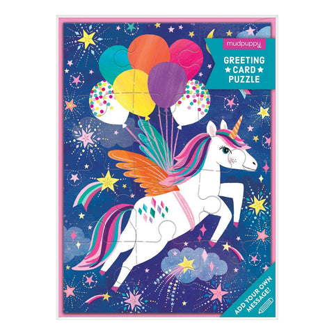 Mudpuppy - Greeting Card & Puzzle - Unicorn Party